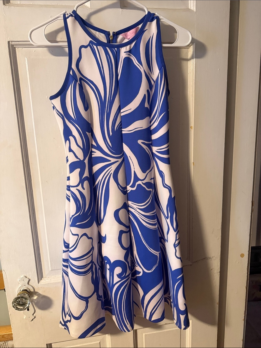 Lilly Pulitzer Blue and White Floral Fit-and-Flare Dress
